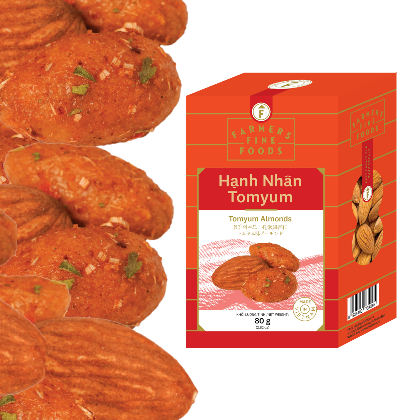Hạnh nhân tomyum Farmers Fine Foods 80 g (Hộp giấy)