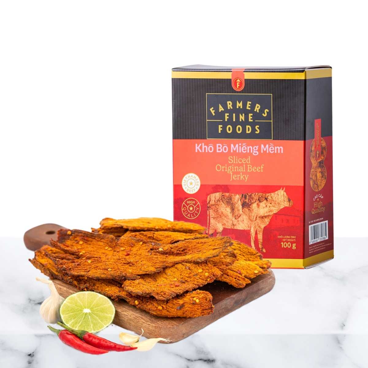 Khô bò miếng mềm Farmers Fine Foods 100g/ Hộp