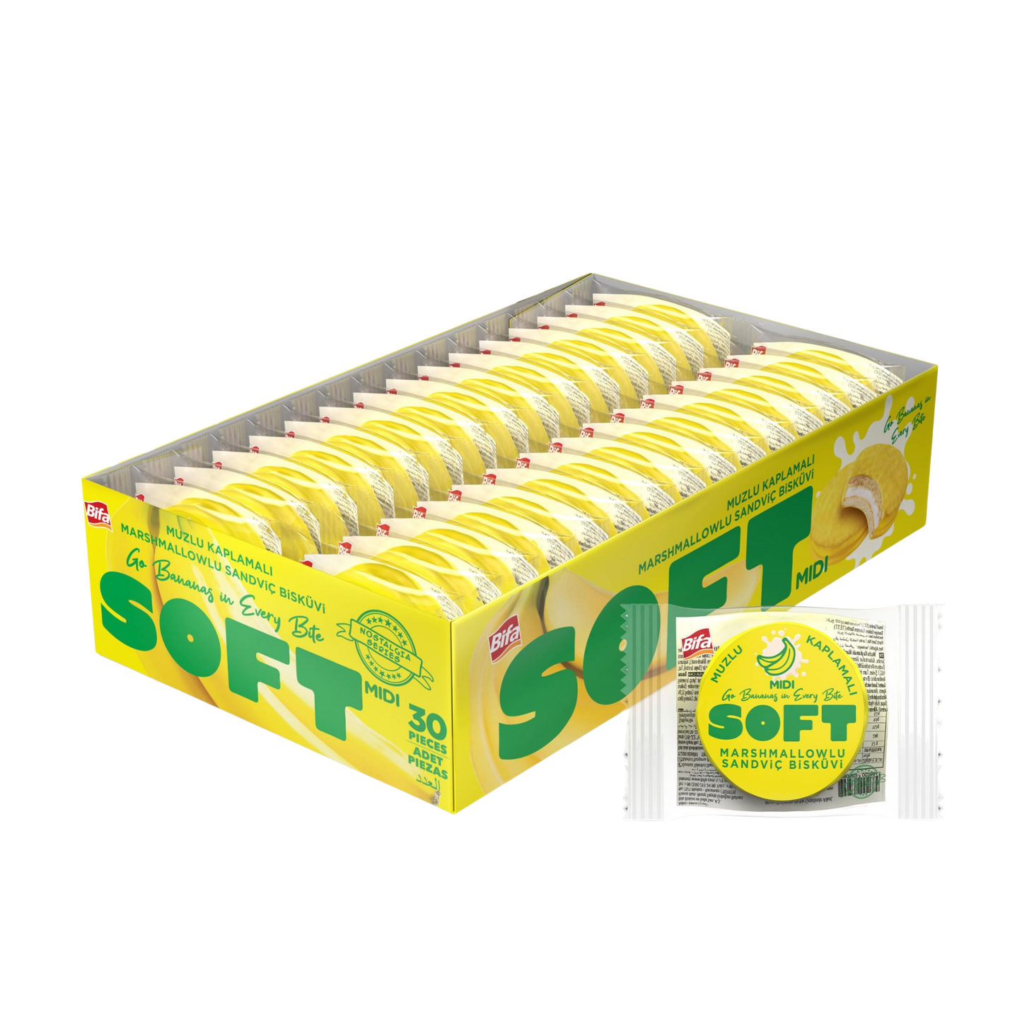 Bánh quy mềm nhân kem xốp phủ kem chuối Bifa 600 g