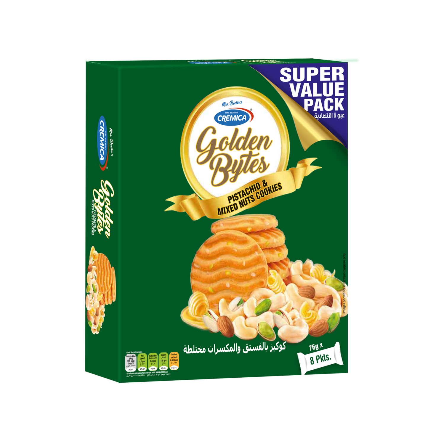 Bánh quy mix vị hạt dẻ cười và hạt phỉ Cremica Golden Bytes 608 g