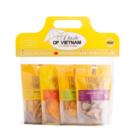 Combo 4 túi (1 chuối - 1 mít - 1 khoai lang - 1 khoai môn) sấy giòn tự nhiên Farmers Fine Foods