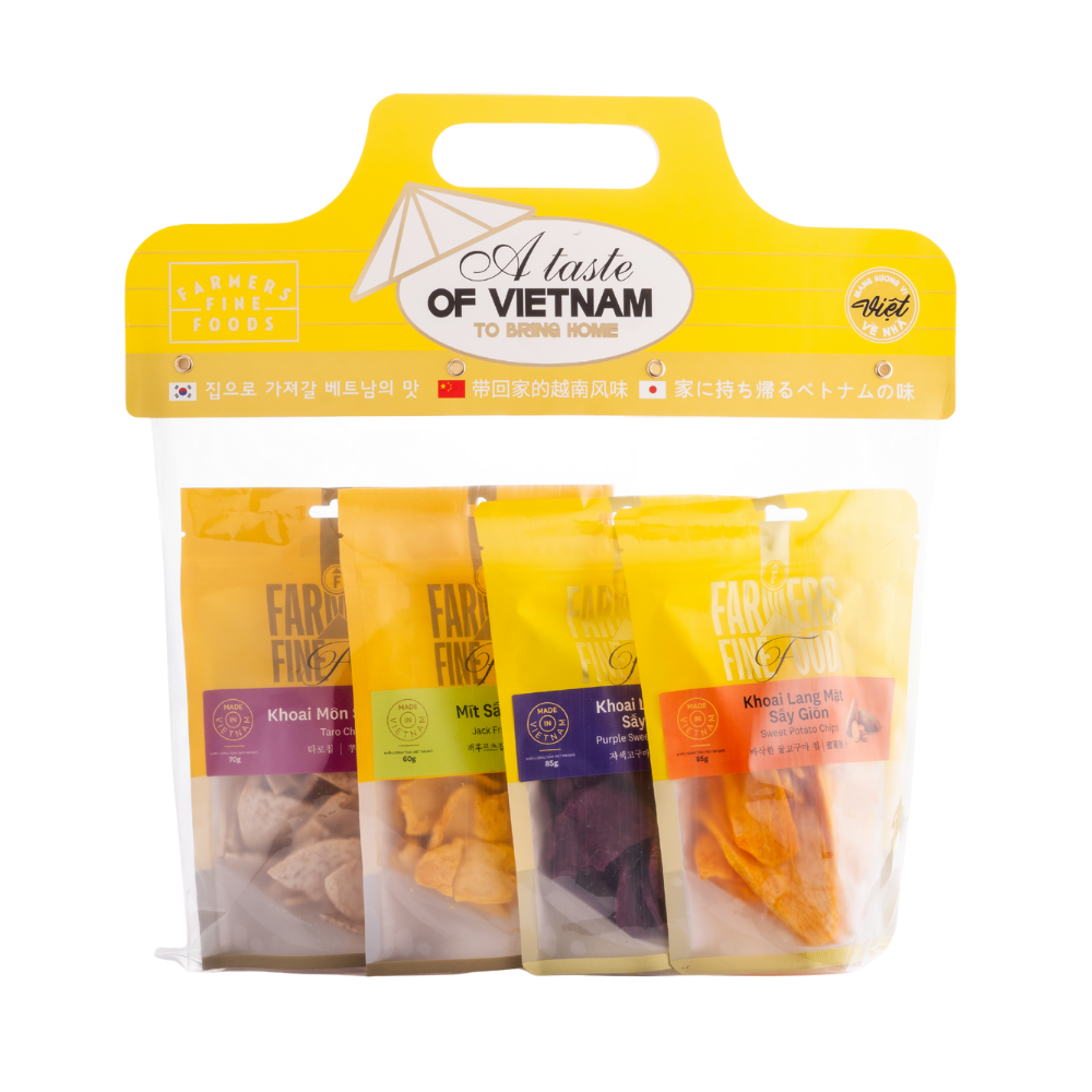 Combo 4 túi (2 khoai lang - 1 khoai môn - 1 mít) sấy giòn tự nhiên Farmers Fine Foods
