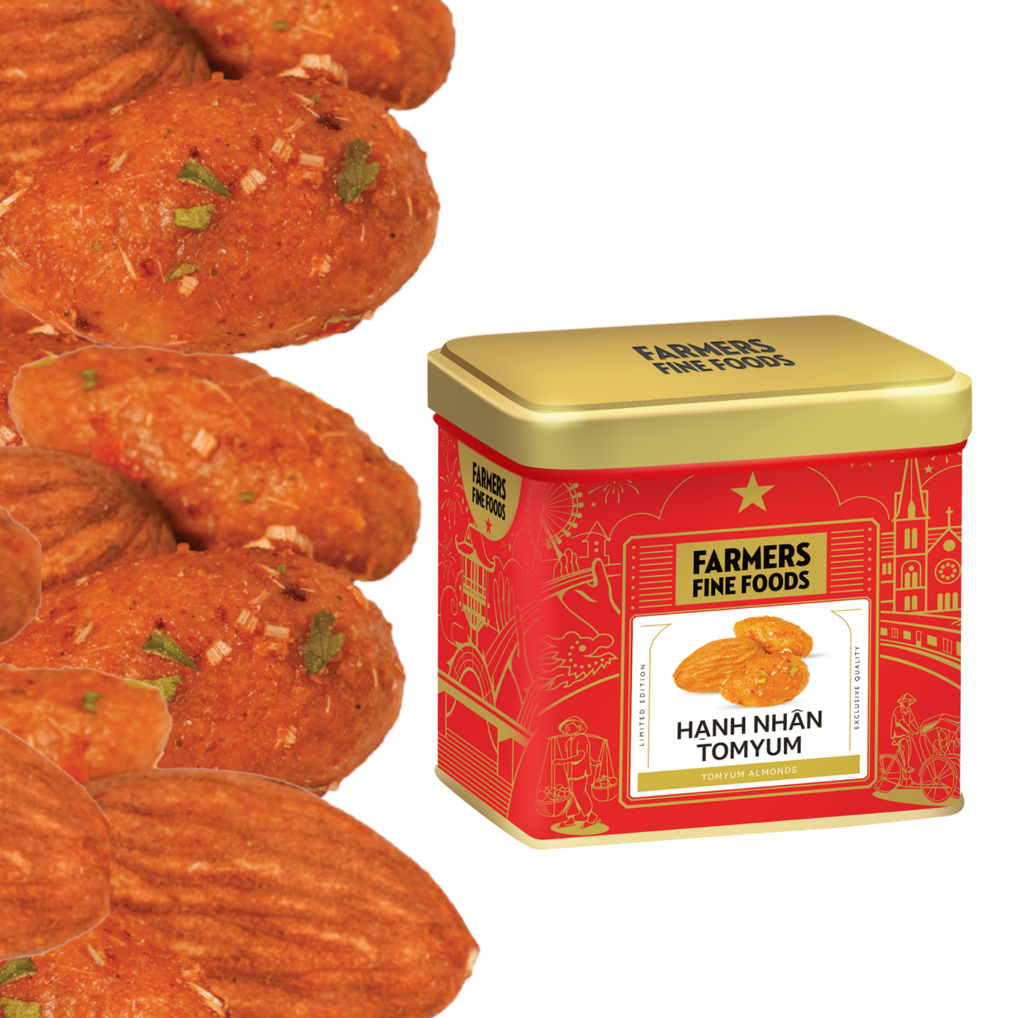 Hạnh nhân tomyum Farmers Fine Foods 85 g (Hộp thiếc)