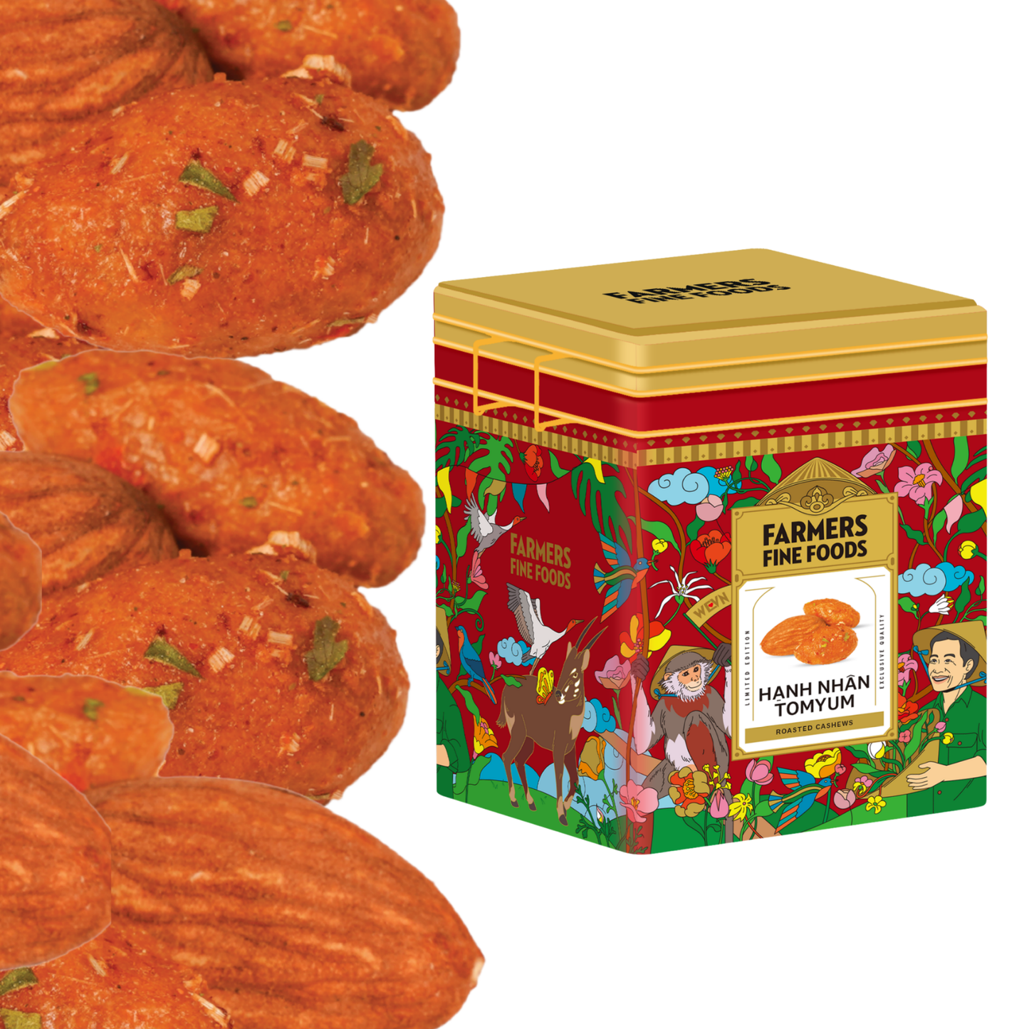 Hạnh nhân tomyum Farmers Fine Foods 120 g (Hộp thiếc)