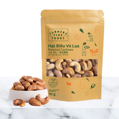 Hạt điều vỏ lụa Farmers Fine Foods túi giấy 70 g