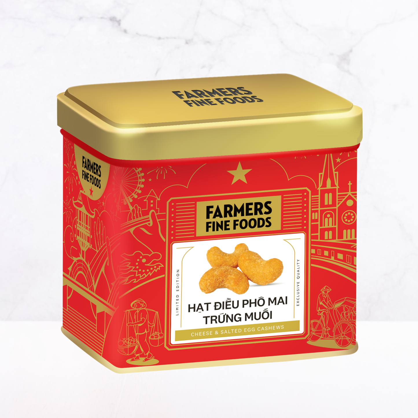 Hạt điều phô mai trứng muối Farmers Fine Foods 100 g (Hộp thiếc)