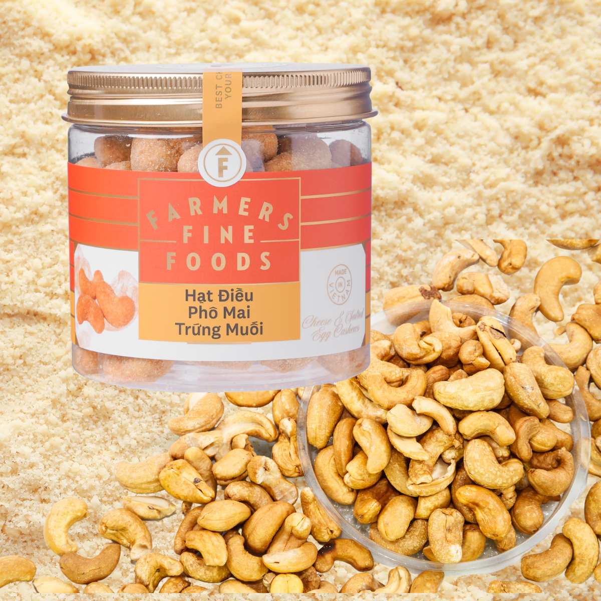 Hạt điều phô mai trứng muối Farmers Fine Foods 170 g