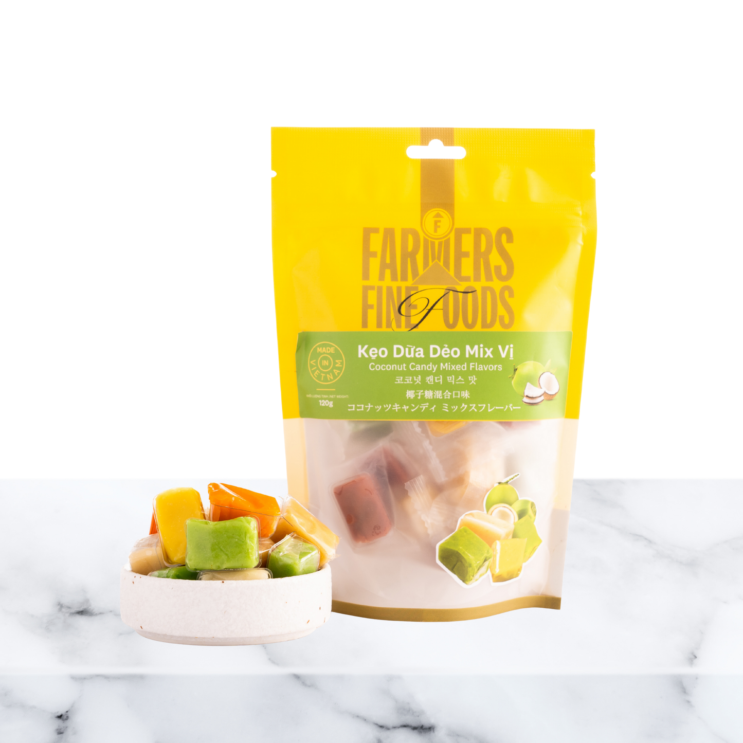 Kẹo dừa dẻo mix vị Farmers Fine Foods túi 120 g