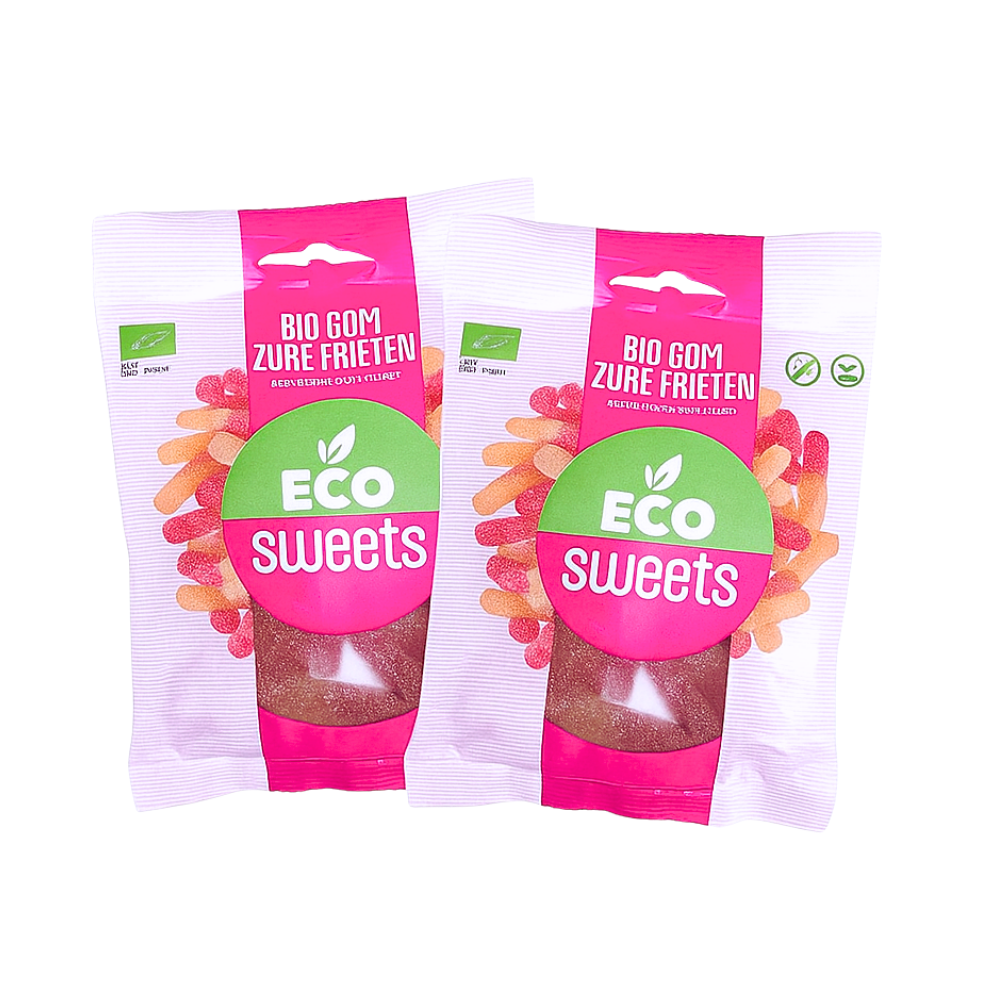 Kẹo dẻo hữu cơ vị chua hình que khoai tây ECO Sweets 75 g