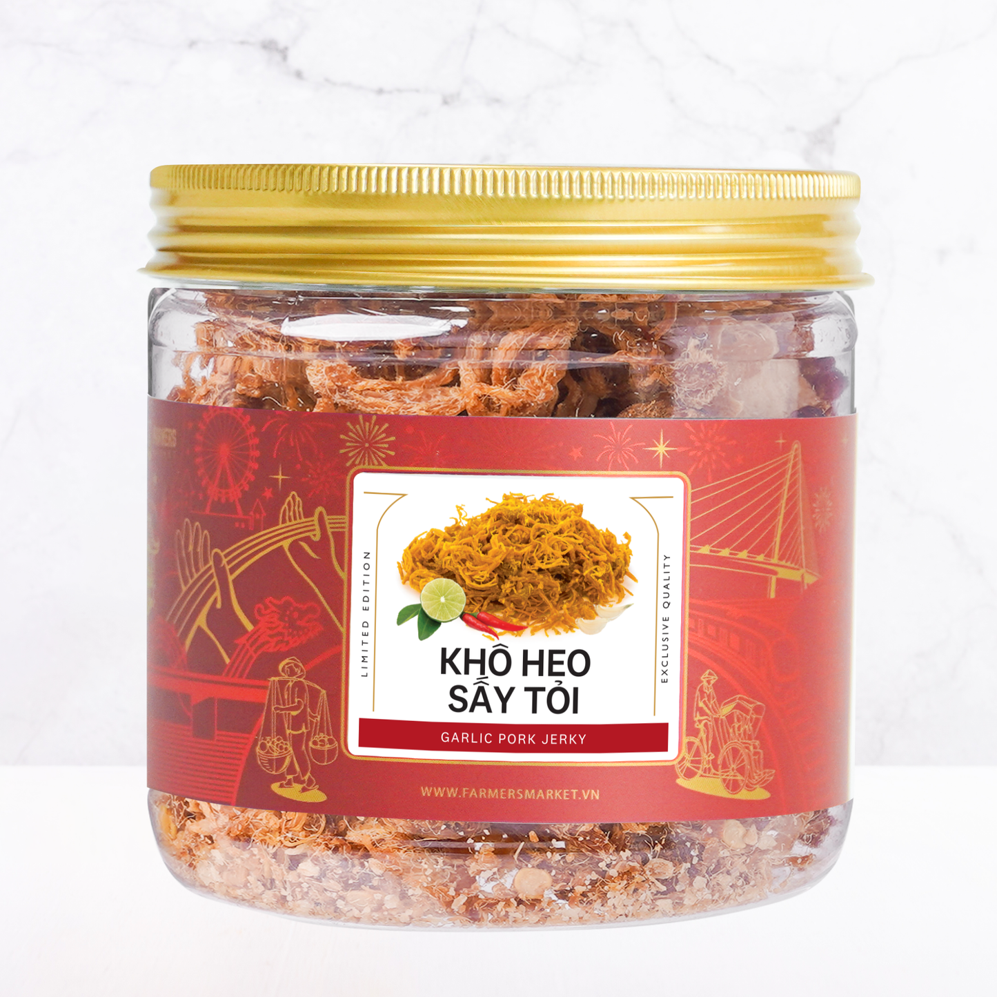 Khô heo sấy tỏi Farmers Fine Foods 100 g ( Hủ nhựa )