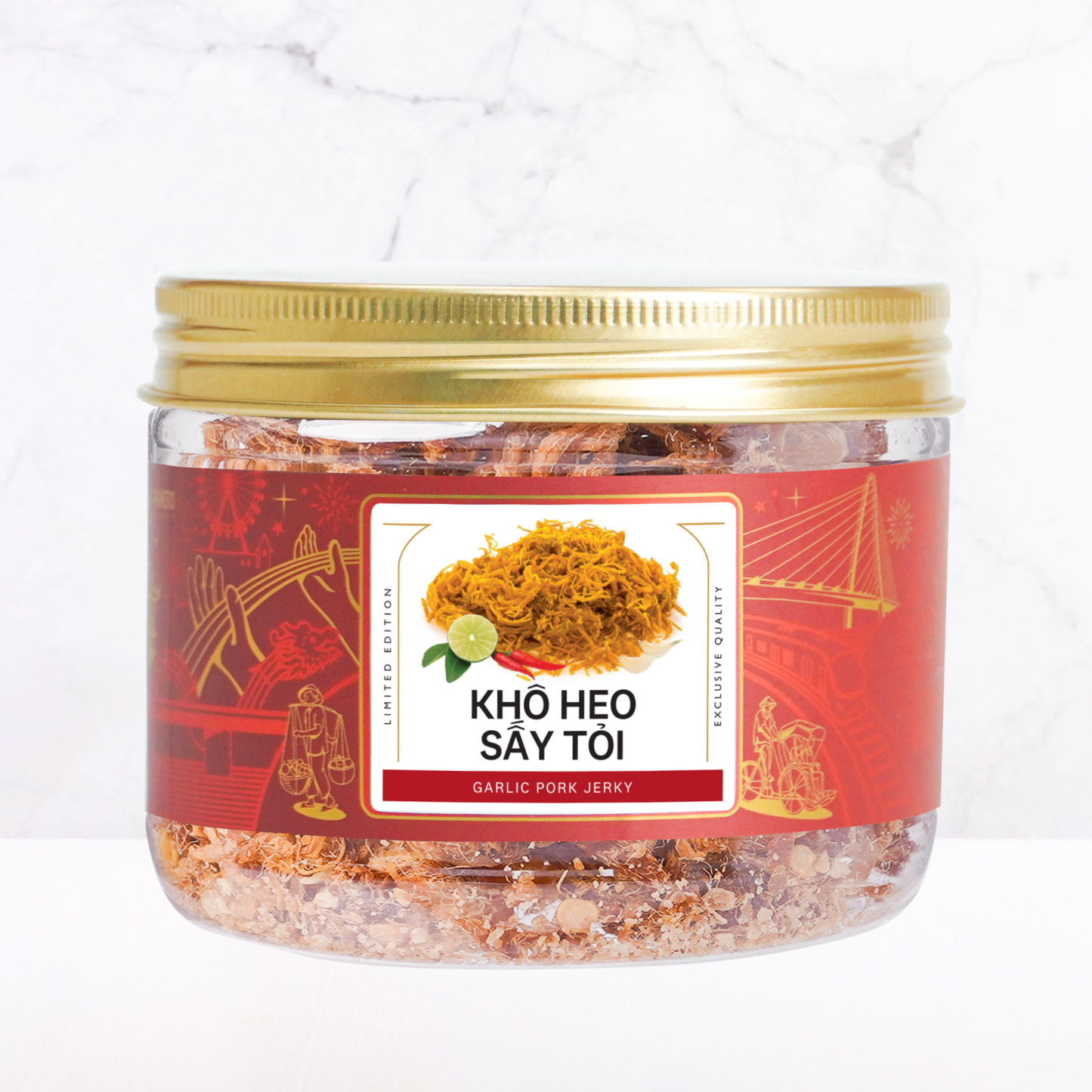 Khô heo sấy tỏi Farmers Fine Foods 75 g ( Hủ nhựa )