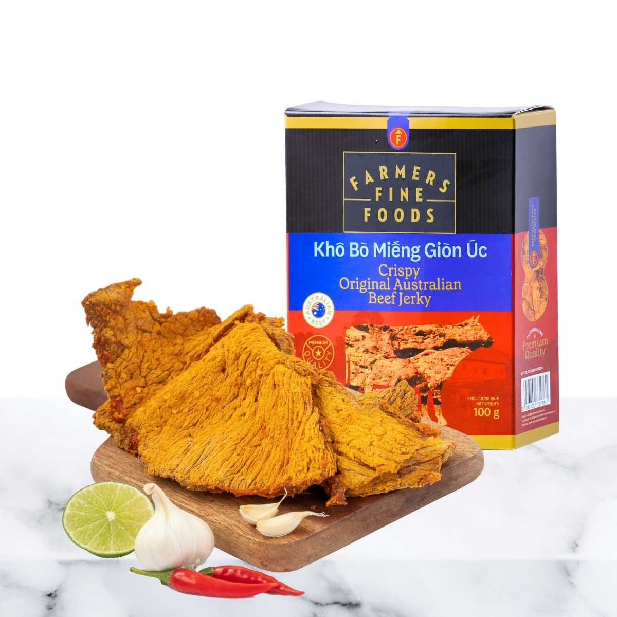 Khô bò miếng giòn úc Farmers Fine Foods 100 g