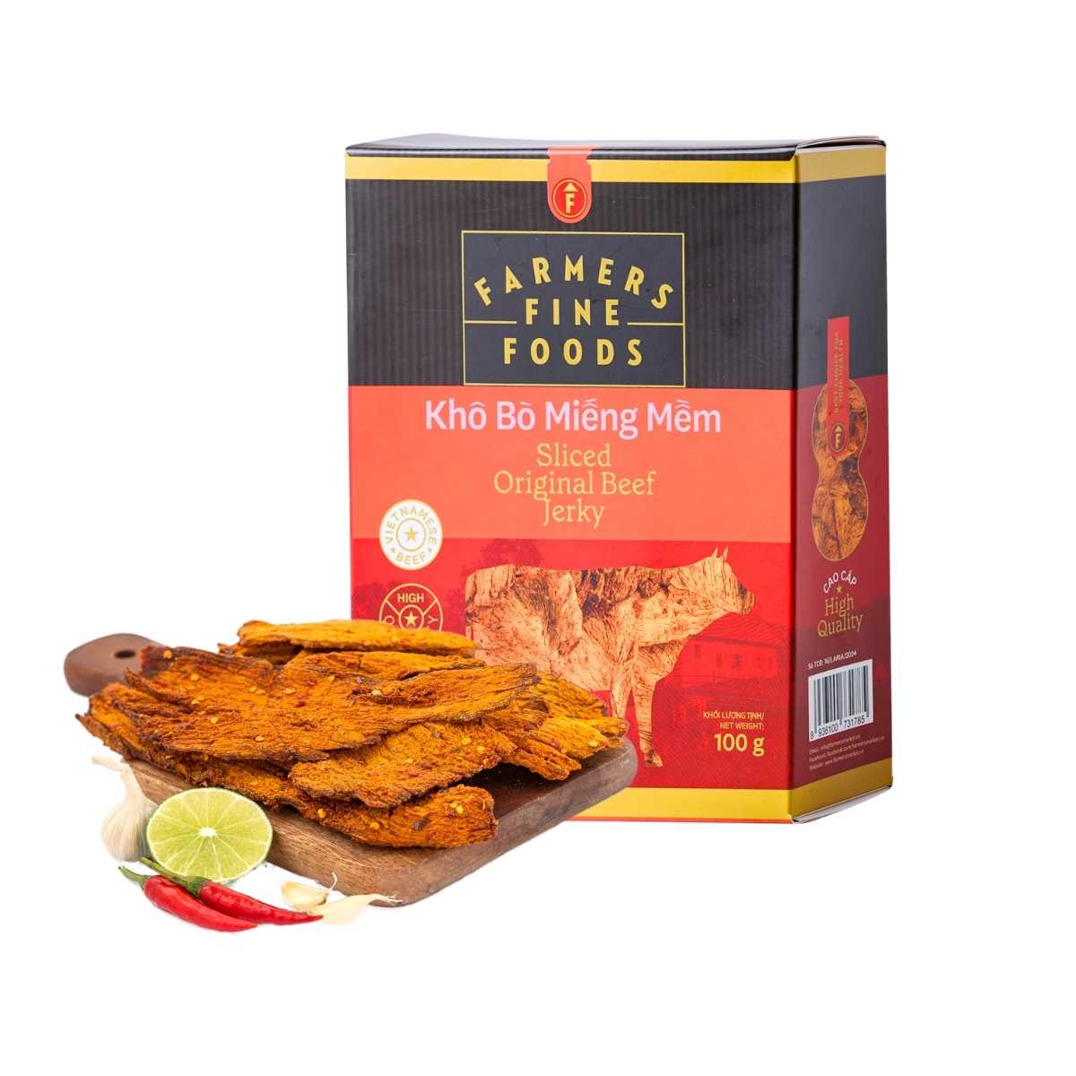 Khô bò miếng mềm Farmers Fine Foods 100g/ Hộp