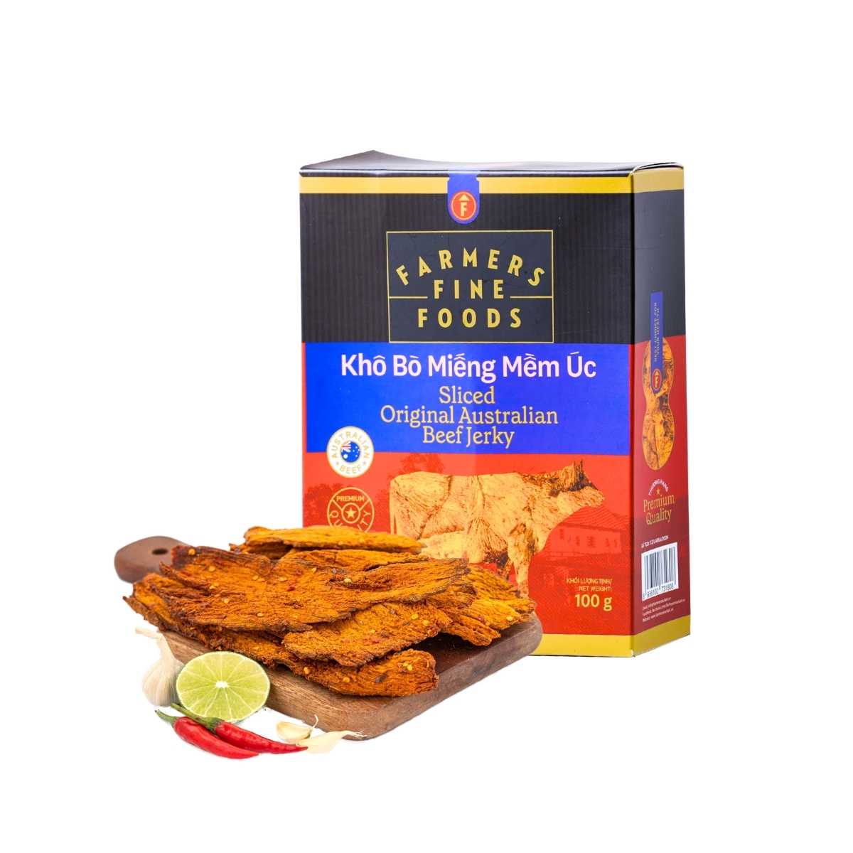 Khô bò miếng mềm úc Farmers Fine Foods 100 g