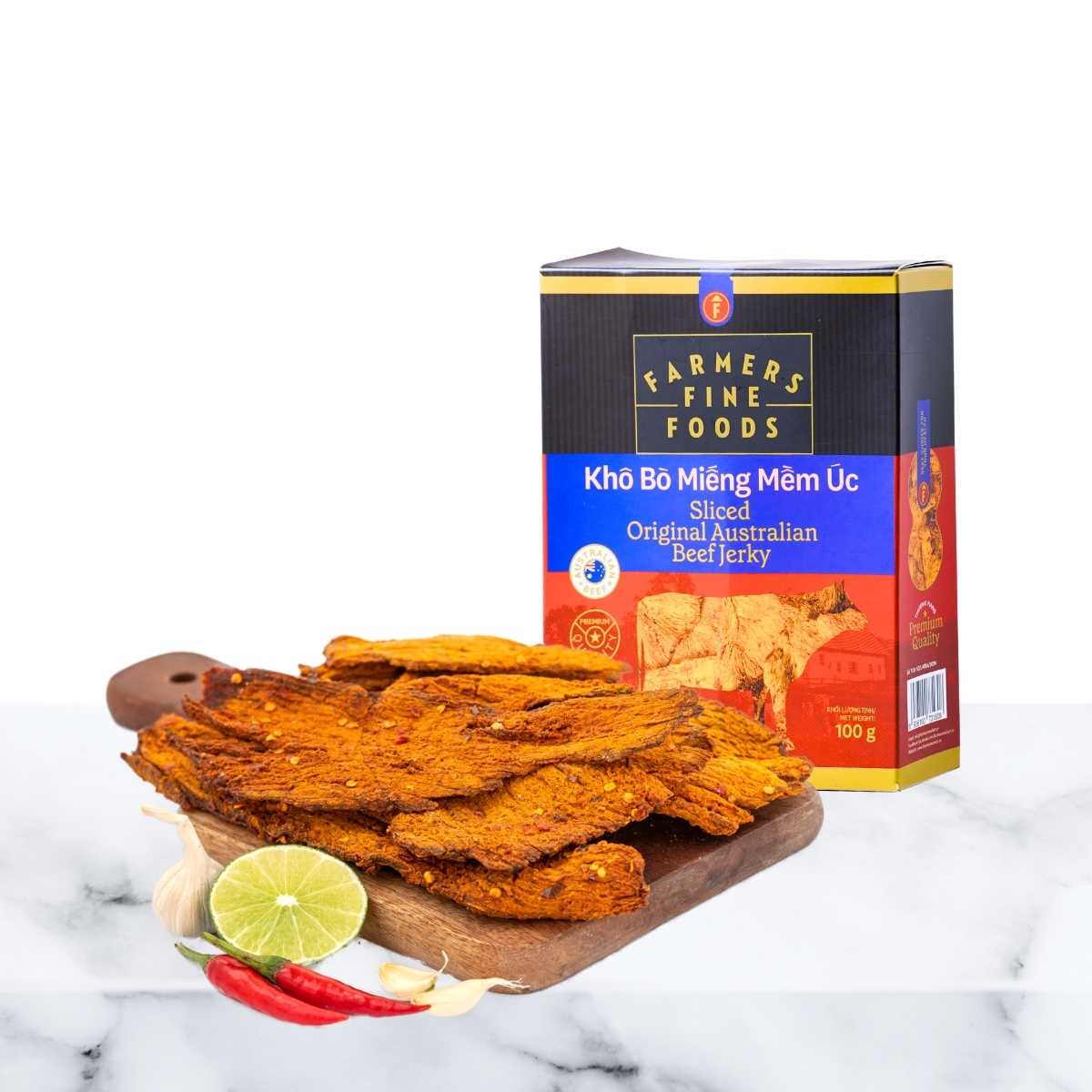 Khô bò miếng mềm úc Farmers Fine Foods 100 g