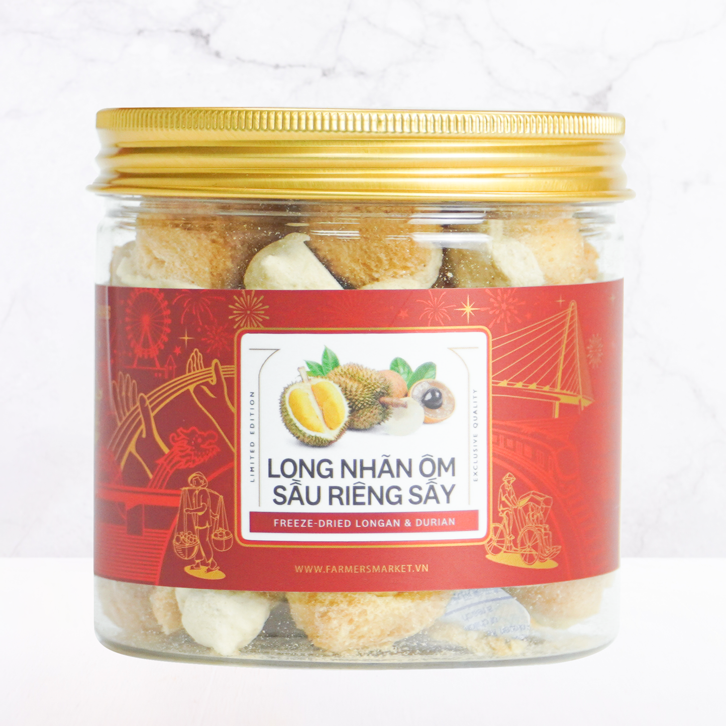 Long nhãn sầu riêng sấy thăng hoa Farmers Fine Foods 45 g ( Hủ nhựa )