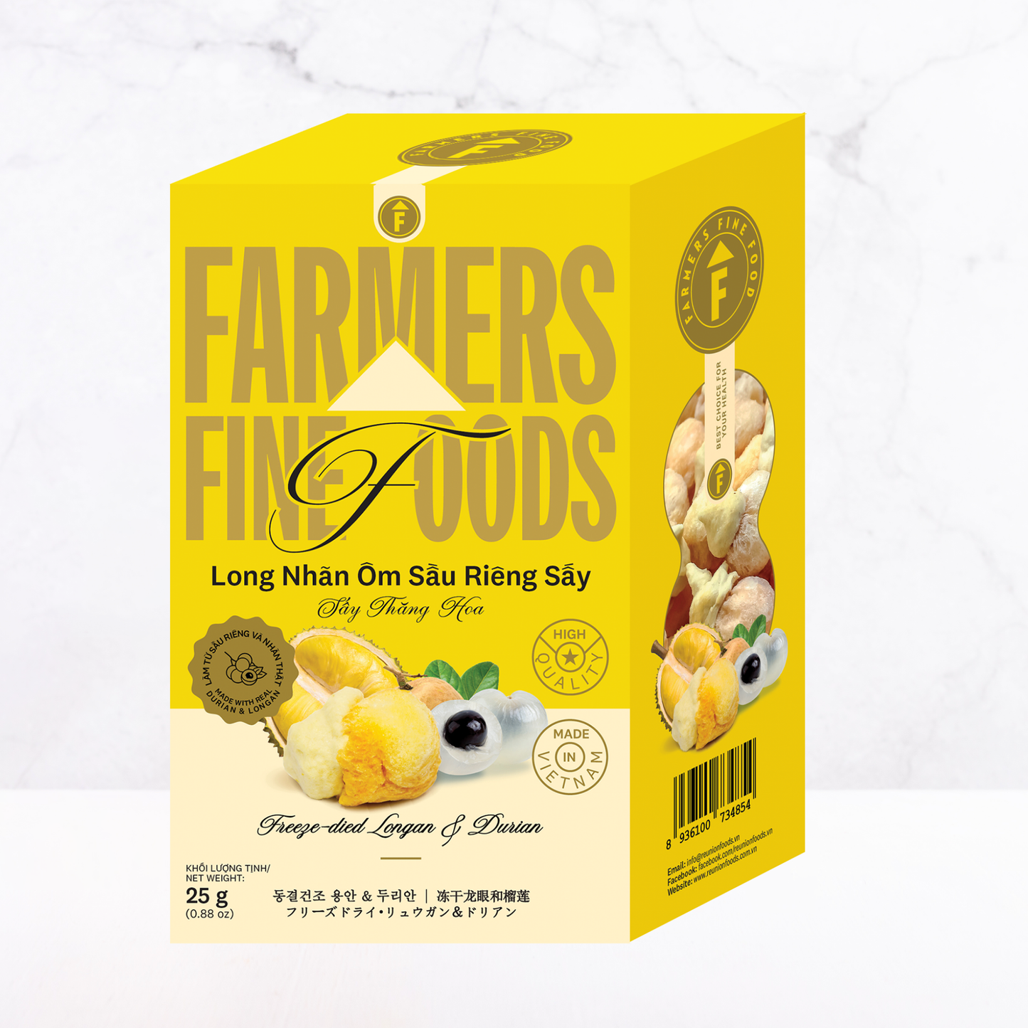 Long nhãn sầu riêng sấy thăng hoa Farmers Fine Foods 25 g (Hộp giấy)