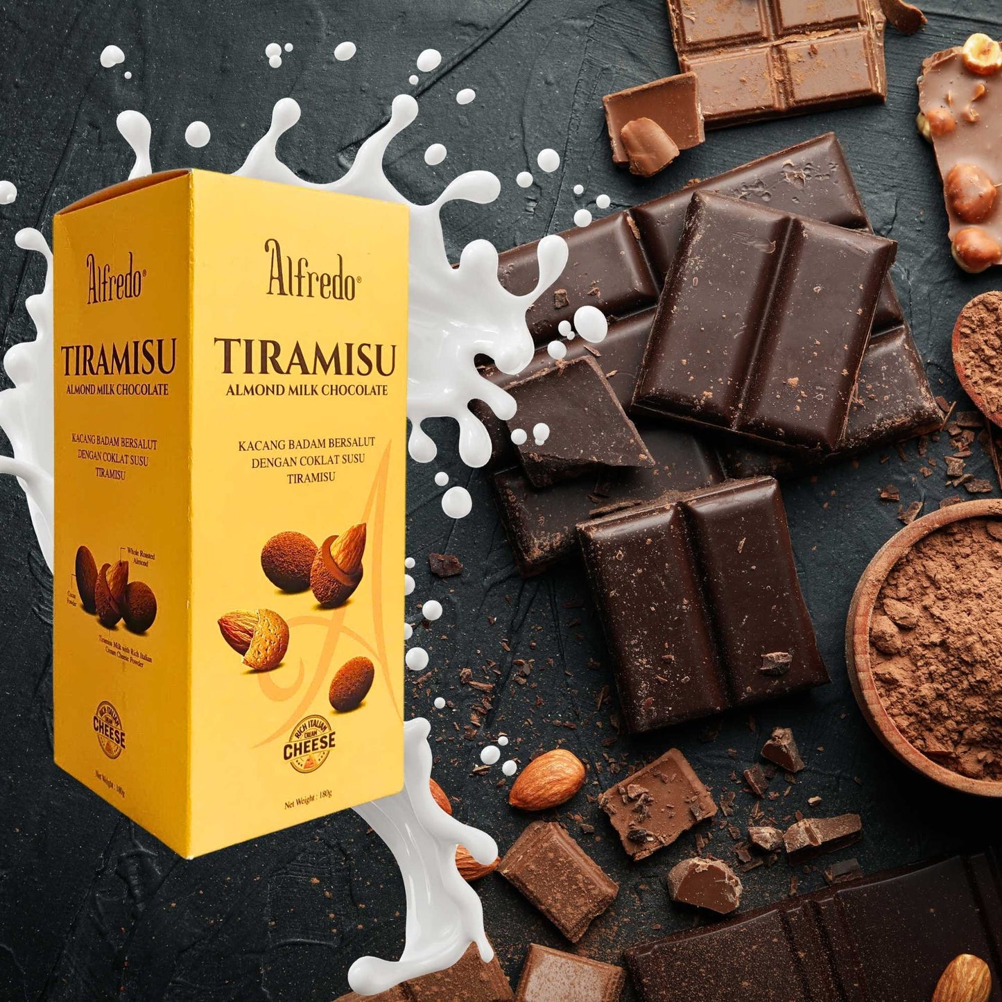 Socola sữa hạnh nhân Alfredo tiramisu cheese 180G