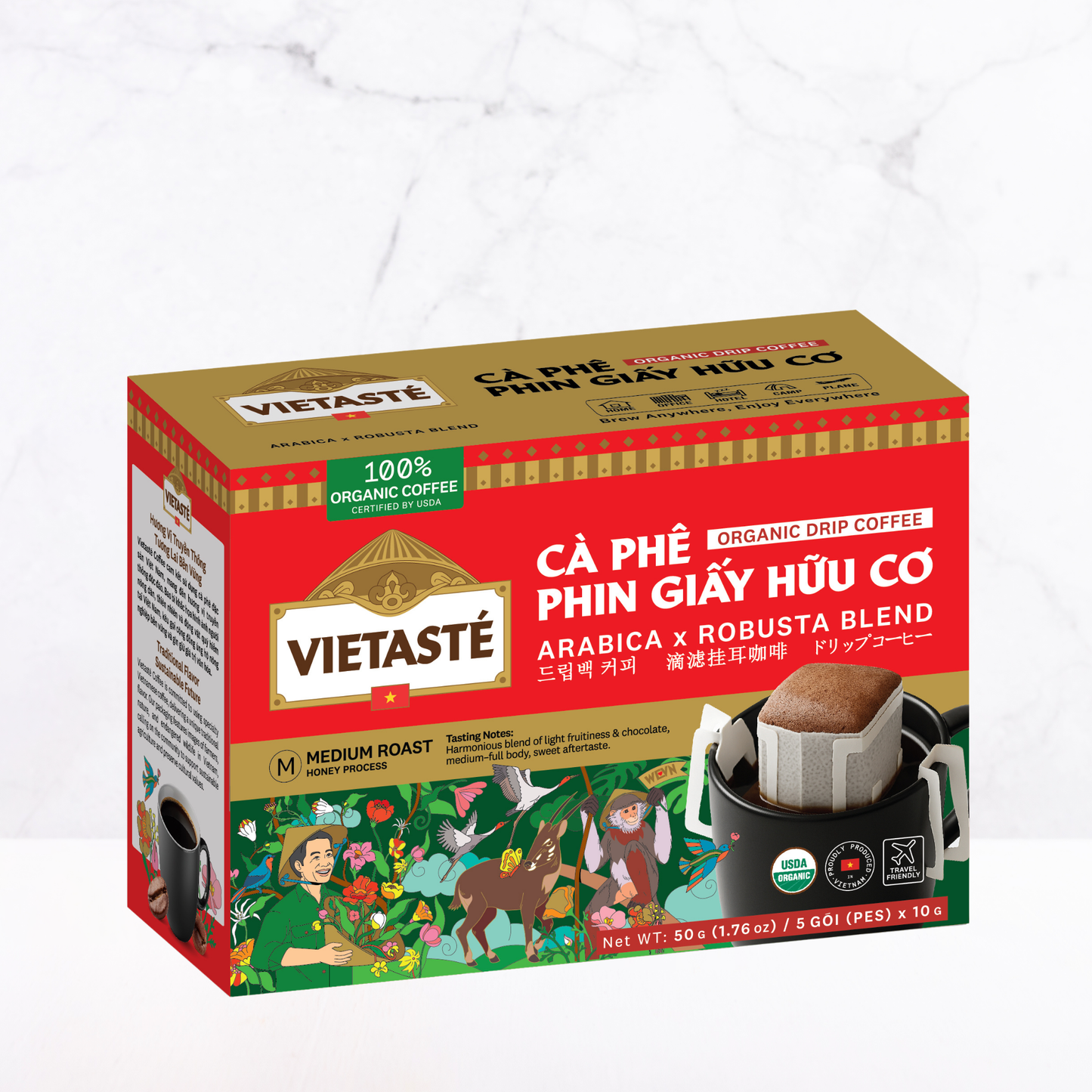 Cà phê phin giấy hữu cơ Vietasté 50G